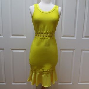 CELEBRITYSTYLE Yellow Bodycon Dress - Size M